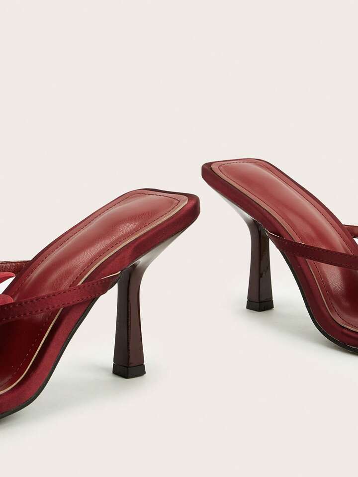 CM-SHS180444 Women Trendy Seoul Style Floral Open Toe Stiletto High Heel Sandals - Burgundy