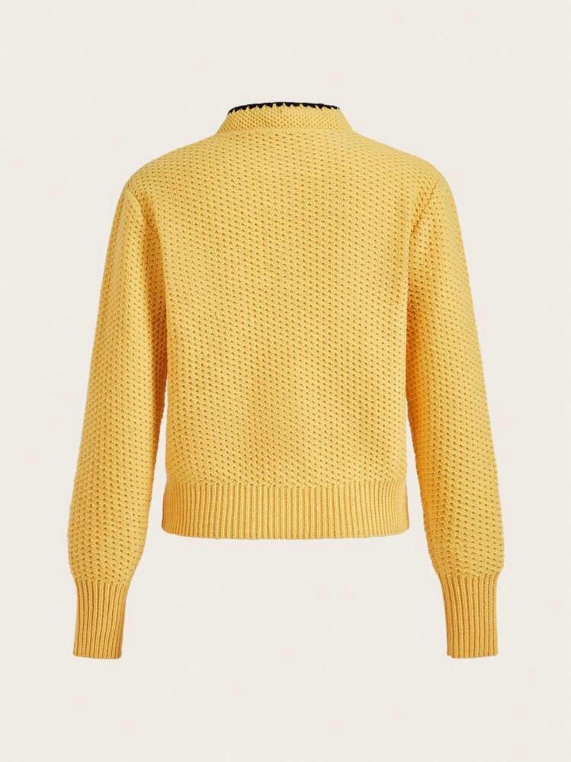 CM-CS016717 Women Casual Seoul Style Long Sleeve Slim Fit Stand Collar Sweater - Yellow