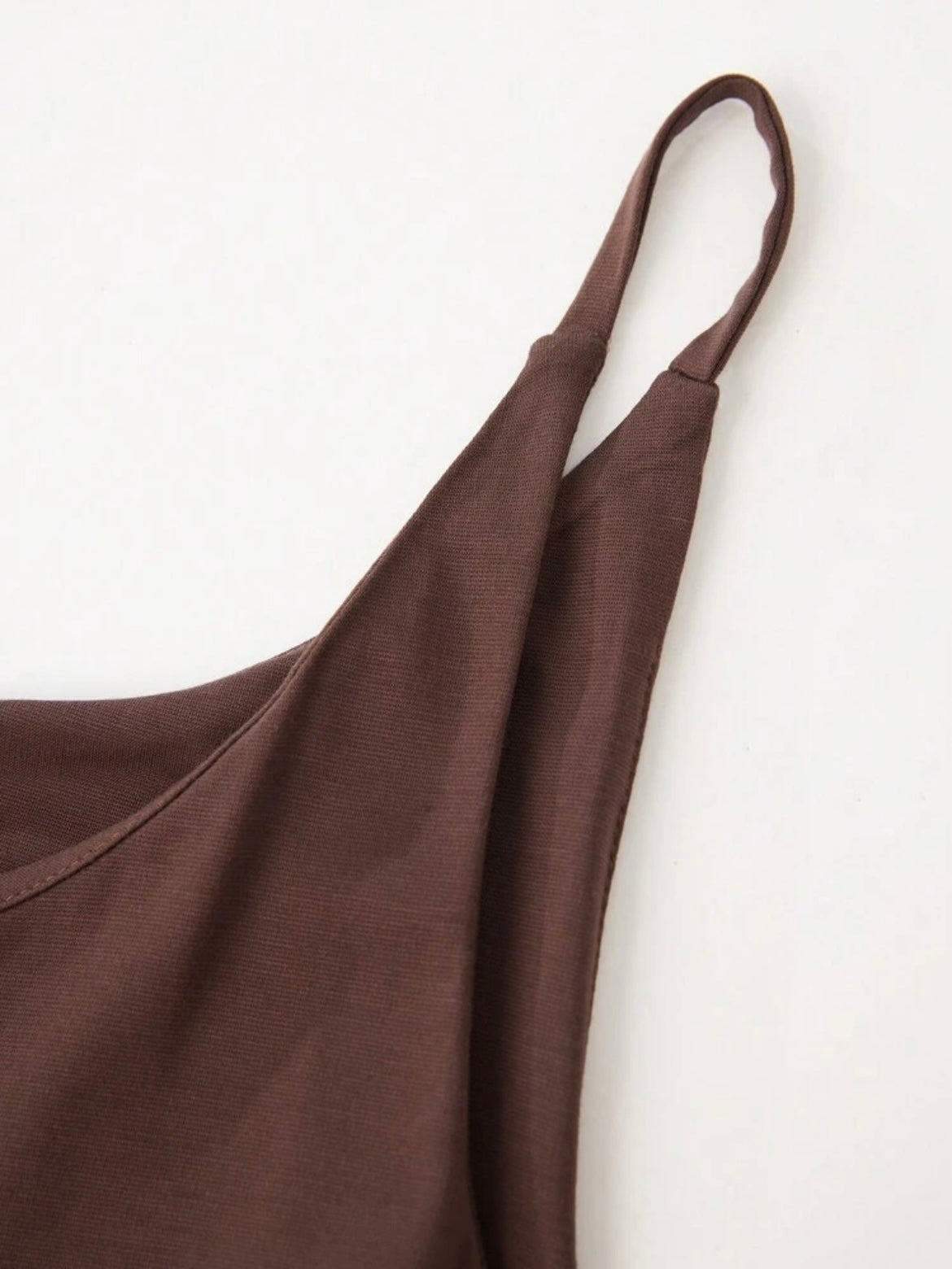 CM-DS099996 Women Elegant Seoul Style Solid Color Minimalist Spaghetti Strap Maxi A-Line Dress - Coffee