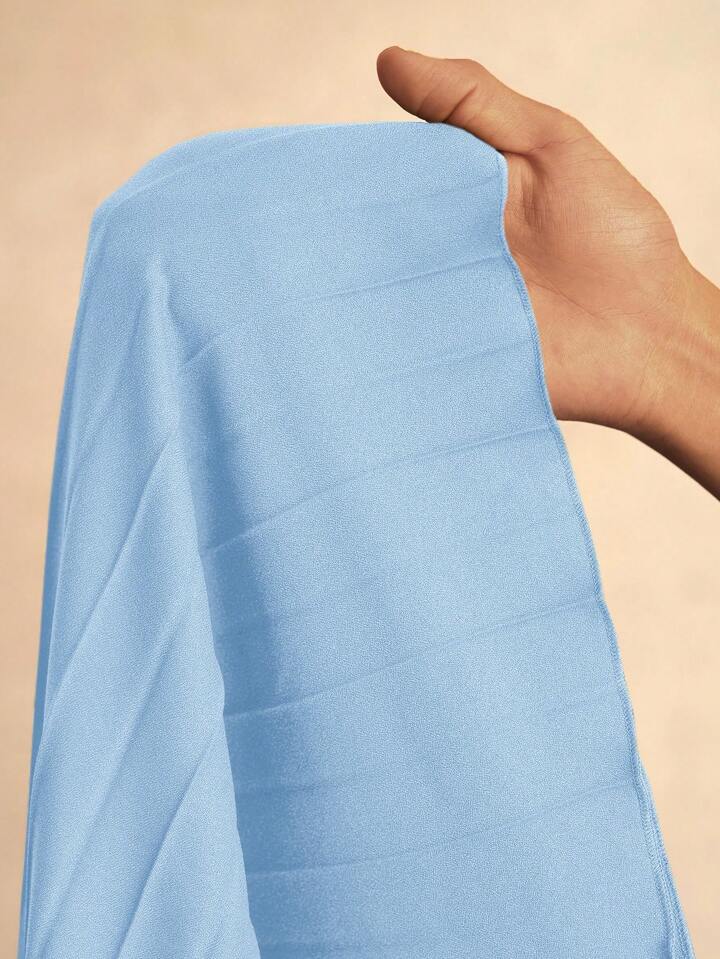 CM-BS874154 Women Elegant Seoul Style Elastic Waist Pleated Extra-Long Wide-Leg Pants - Blue