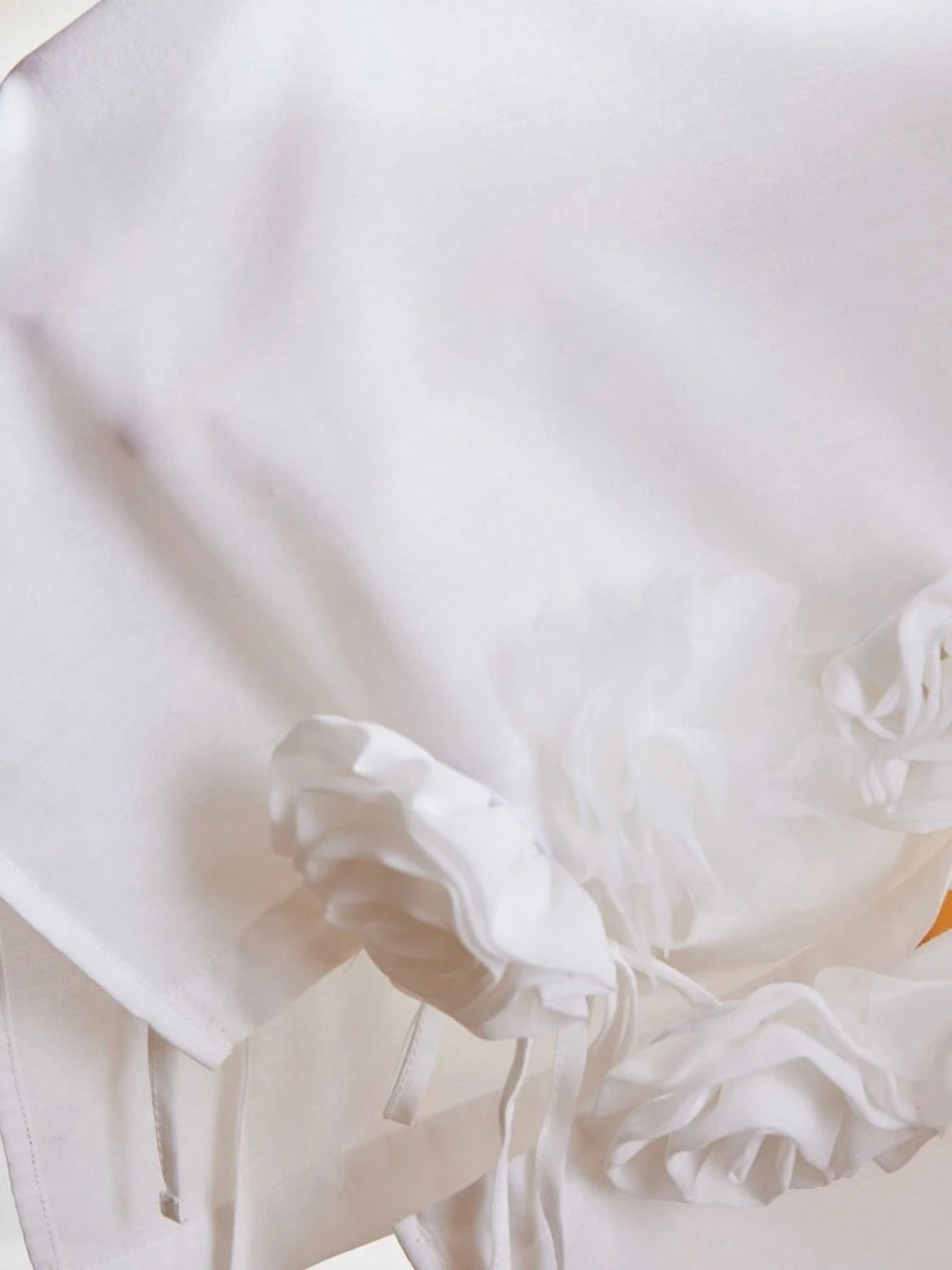 CM-TS726127 Women Elegant Seoul Style 3D Floral Hollow-Out Tie Up Sleeveless Shirt - White
