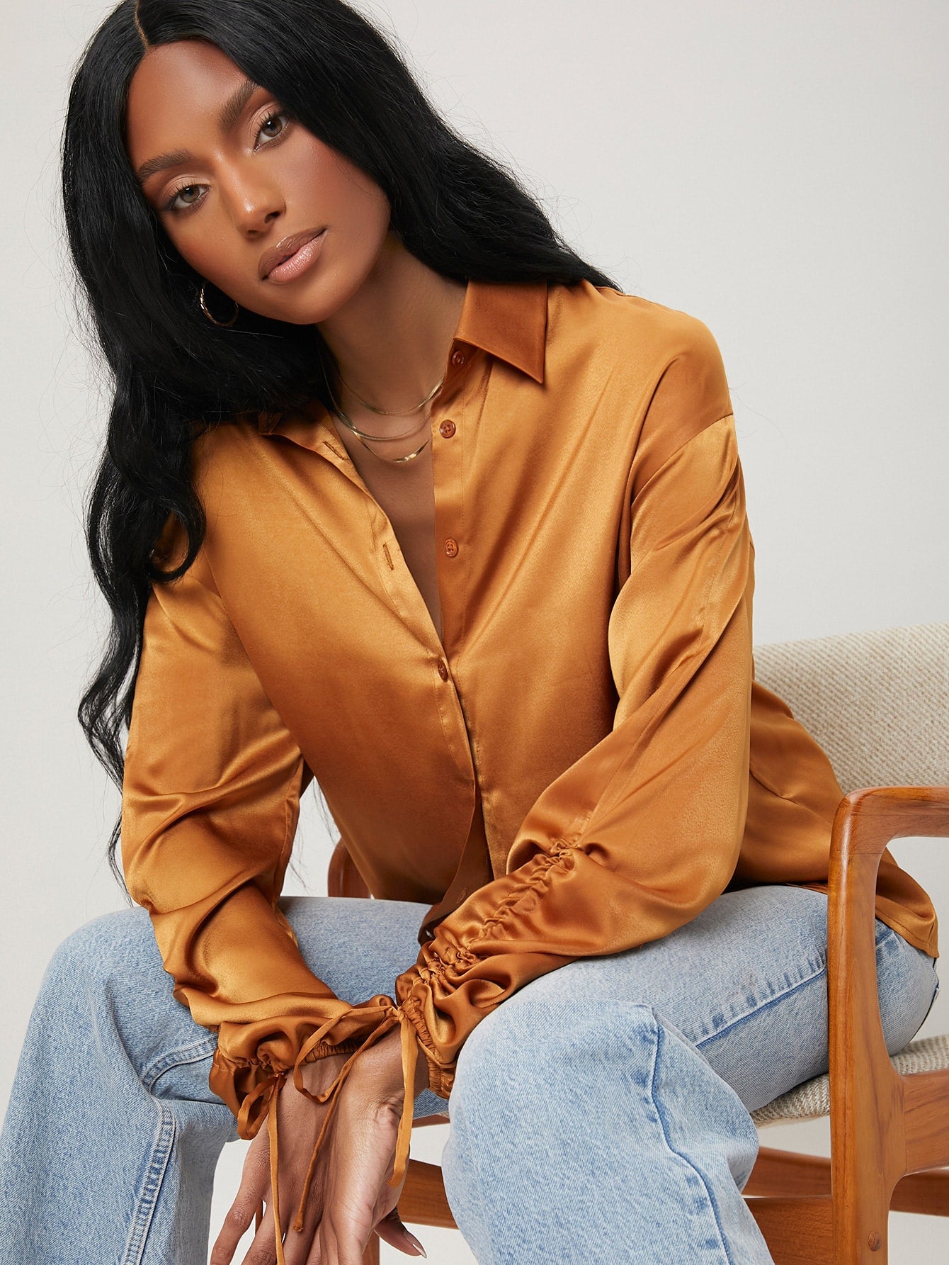 CM-AXS154009 Women Trendy Seoul Style Premium Minimalist Layered Necklace - Yellow Gold