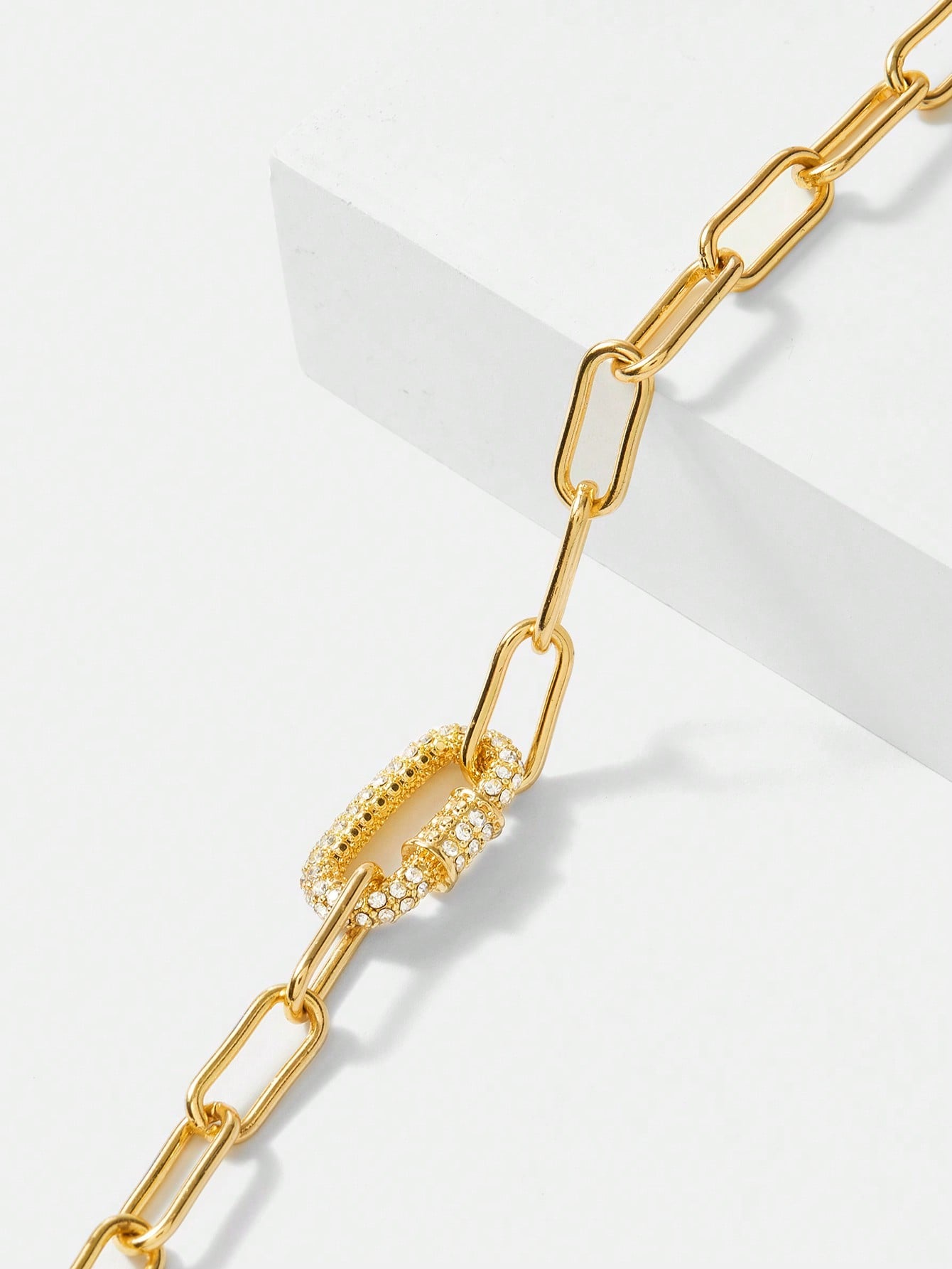 CM-AXS043353 Women Trendy Seoul Style Chain Rhinestone Bracelet - Yellow Gold