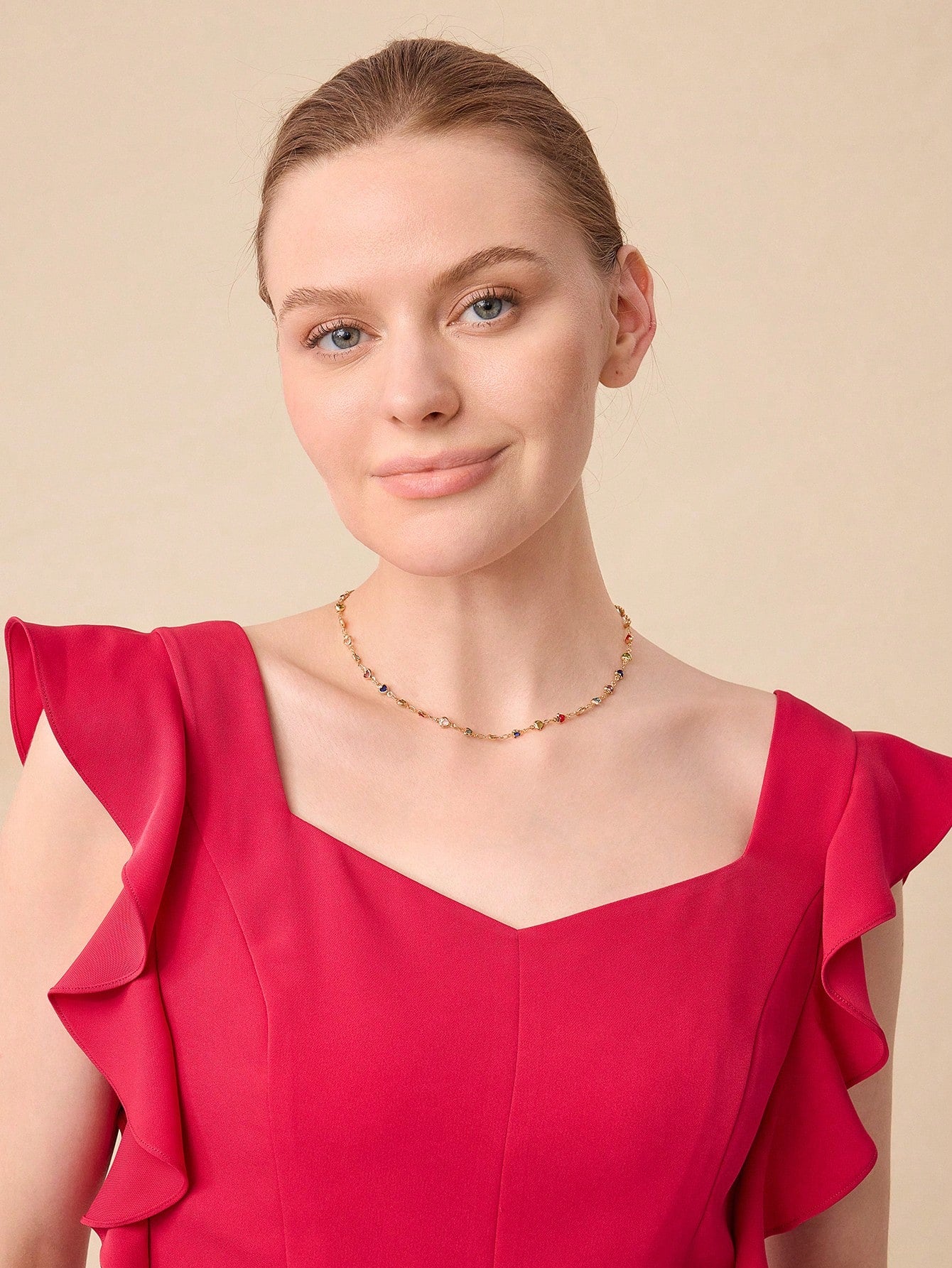 CM-AXS874795 Women Trendy Seoul Style 18K Gold Plated Sweetheart Delicate Chain Necklace