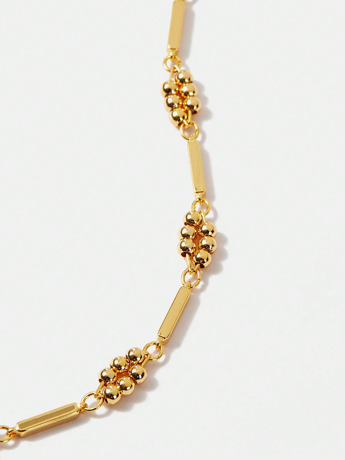 CM-AXS428444 Women Trendy Seoul Style 18K Gold Plated Beaded Chain Link Bracelet - Yellow Gold