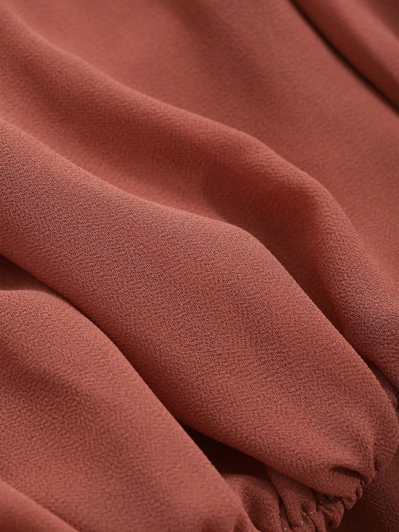 CM-DS634194 Women Elegant Seoul Style Solid Color V-Neck Mermaid Dress - Burnt Orange