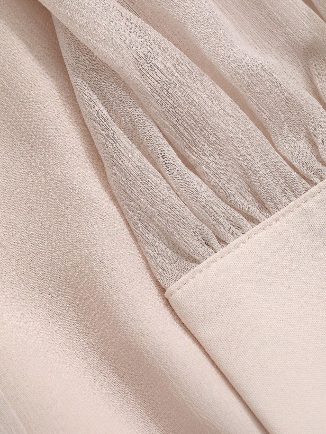 CM-DS351852 Women Elegant Seoul Style Solid Color Ruffle Neck Long Sleeve Dress - Apricot