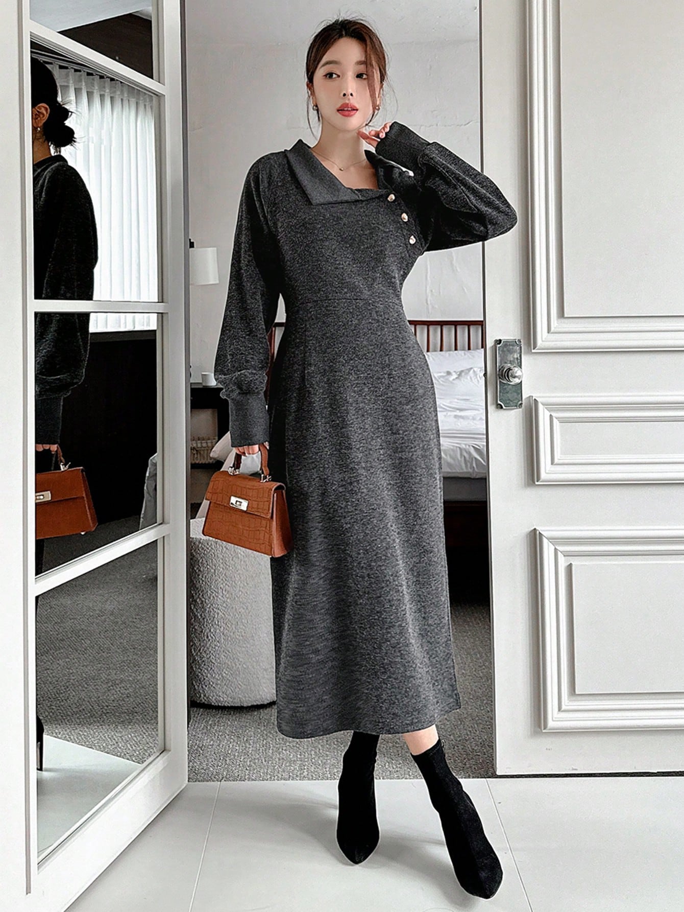 Casual Ladies Long Jumper Dress Women's Fall Knit Sweater Dress
