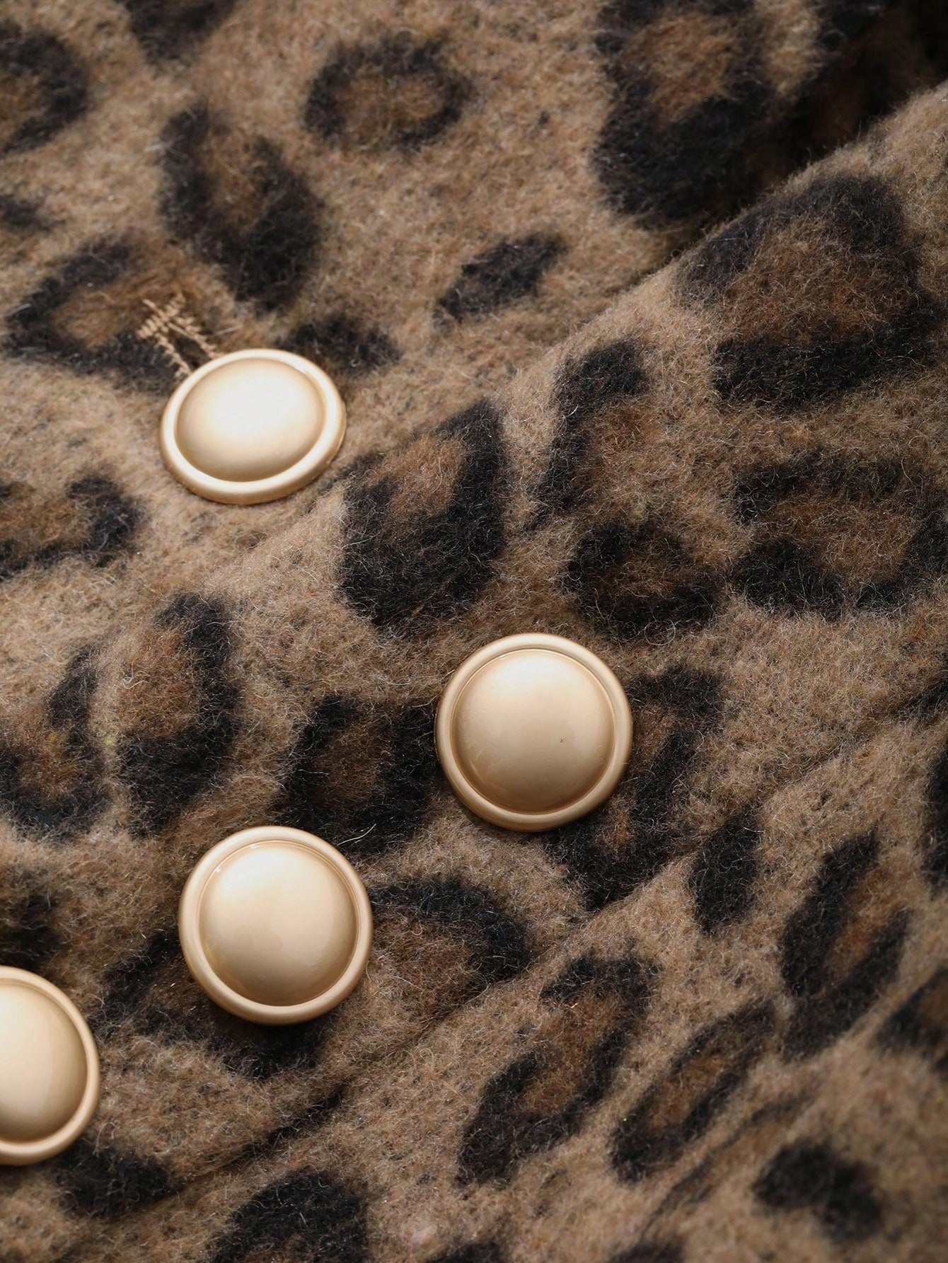 CM-CS832336 Women Casual Seoul Style Leopard Print Button Front Lapel Neckline Long Sleeve Blazer