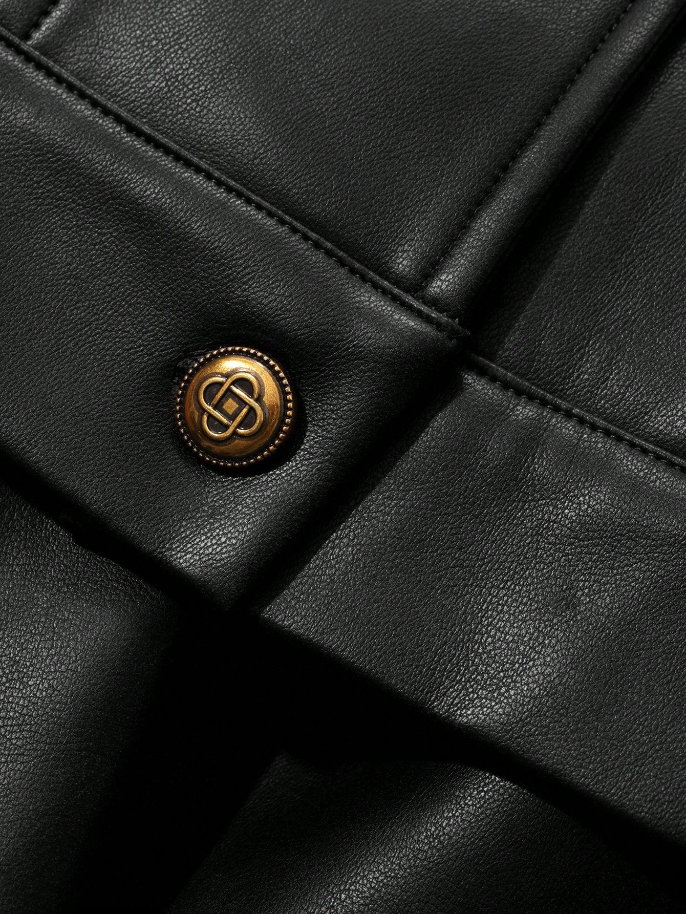 CM-SS403363 Women Elegant Seoul Style PU Leather Flap Detail Sleeveless Jacket With Split Hem Straight Skirt - Set