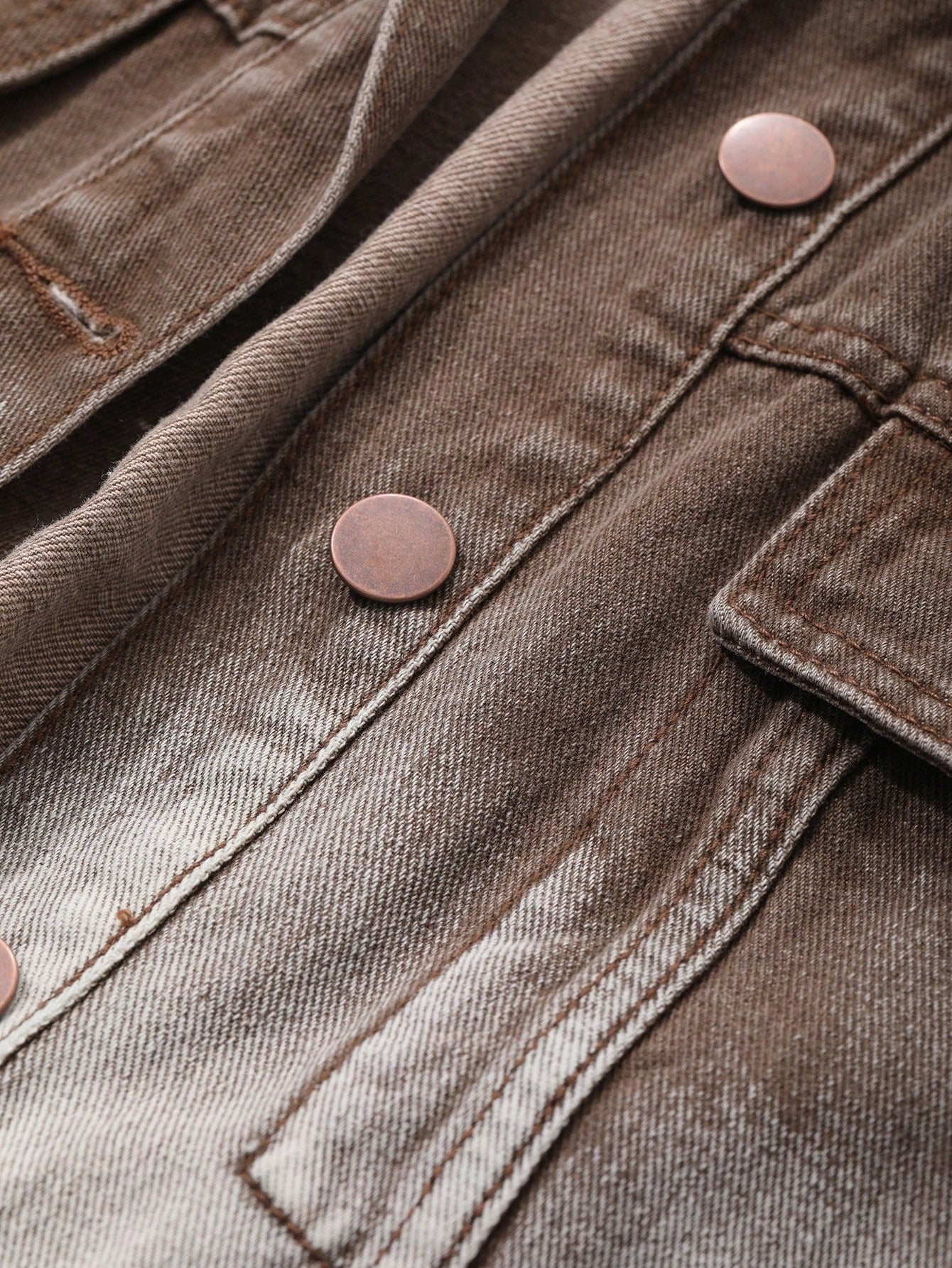 CM-CS788955 Women Casual Seoul Style Ombre Drop Shoulder Oversized Denim Jacket - Coffee Brown