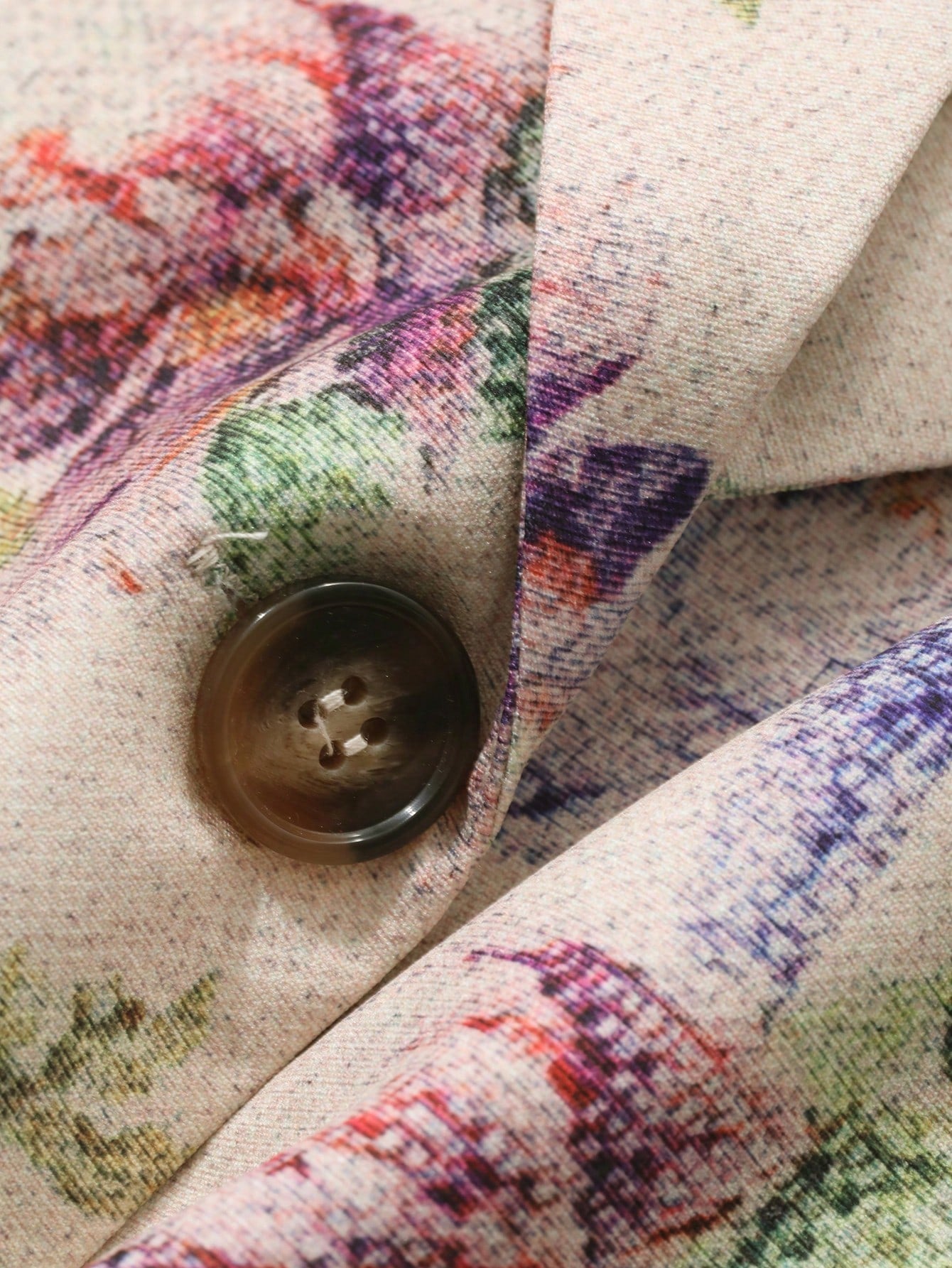 CM-CS298177 Women Casual Seoul Style Floral Print Lapel Neckline Long Sleeve Loose Blazer - Apricot