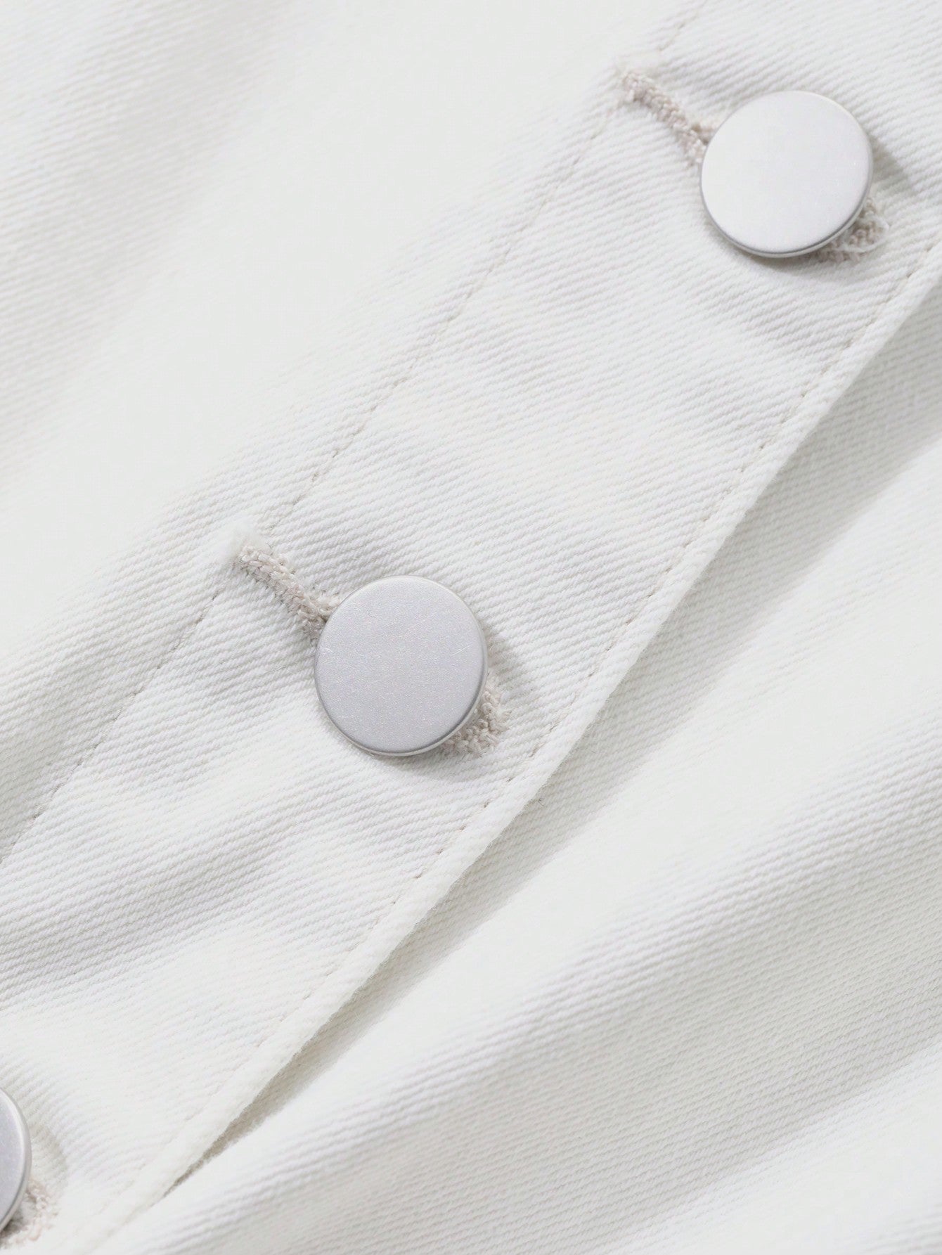 CM-DS877050 Women Casual Seoul Style Single-Breasted Pocketed Sleeveless Denim Dress - White