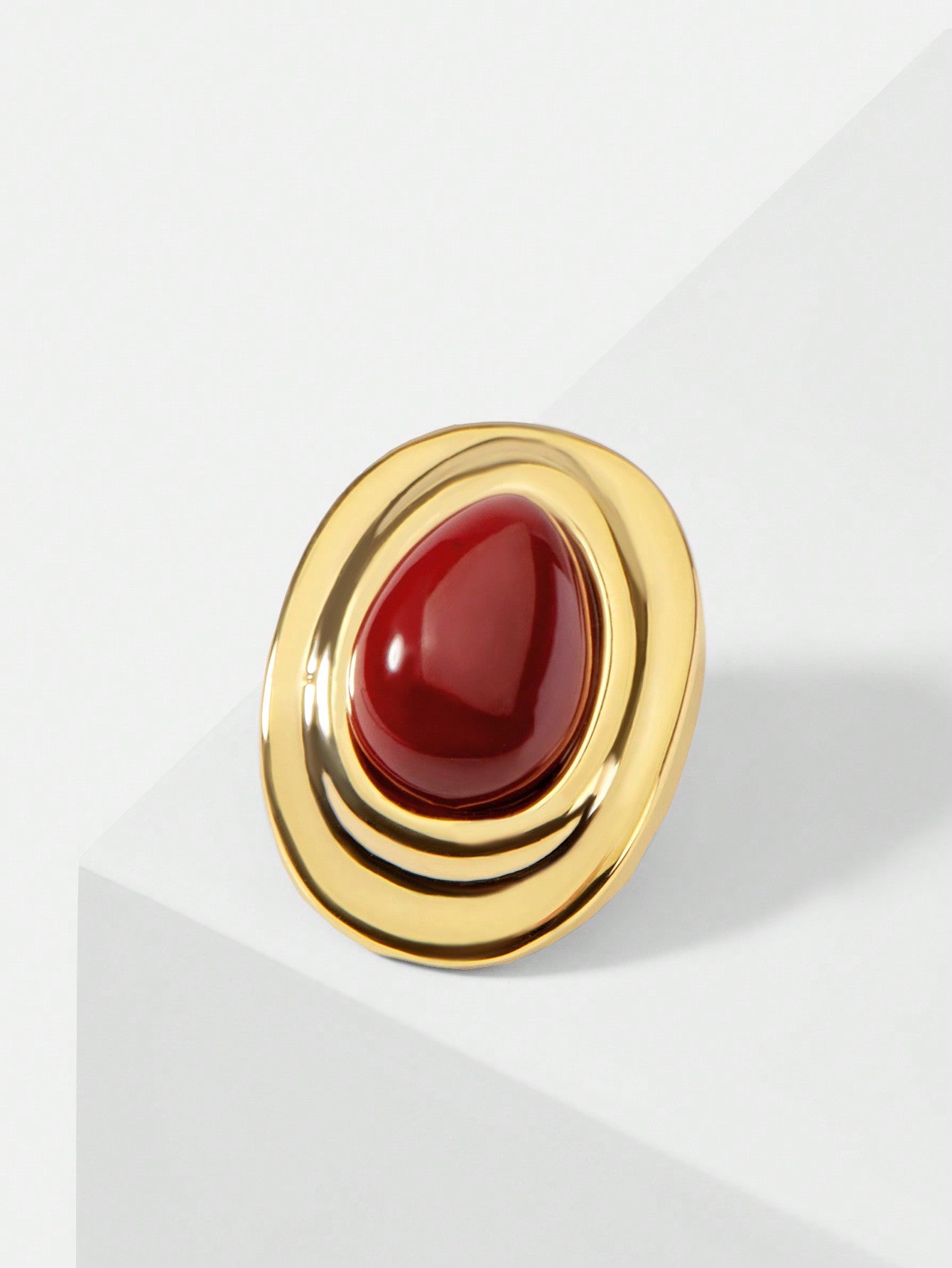 CM-AXS120795 Women Trendy Seoul Style Red Water Drop Shaped Stud Earrings