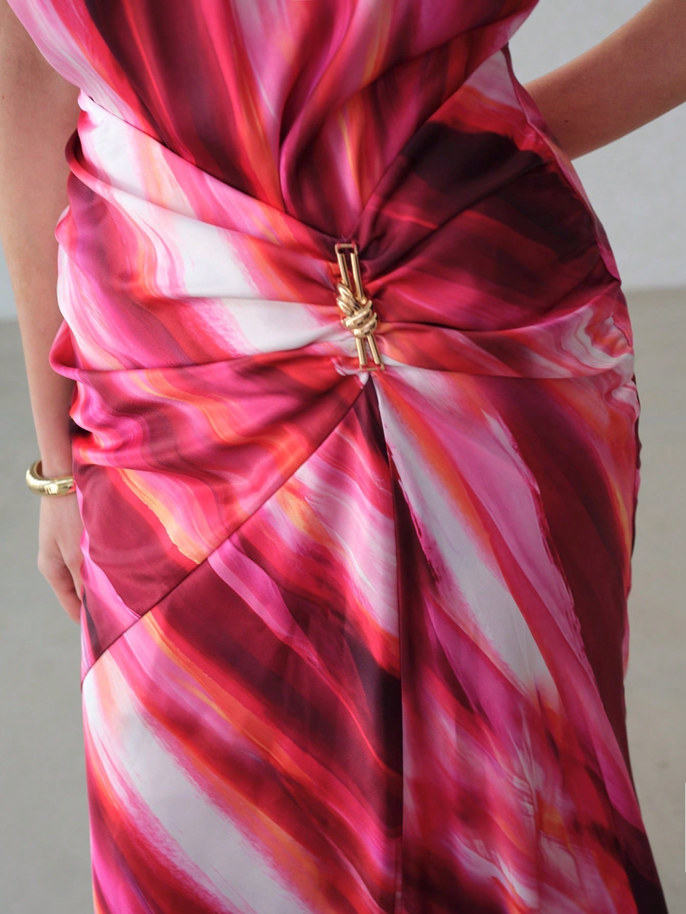 CM-BS990443 Women Elegant Seoul Style High Waist Multicolor Ruched Mermaid Skirt