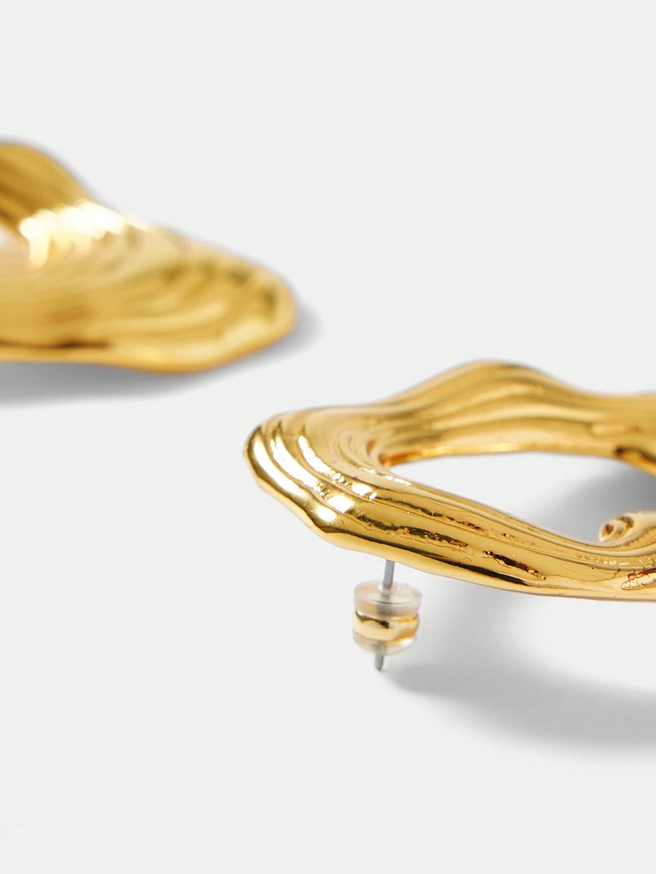 CM-AXS651237 Women Trendy Seoul Style Hollow Textured Stud Earrings - Gold