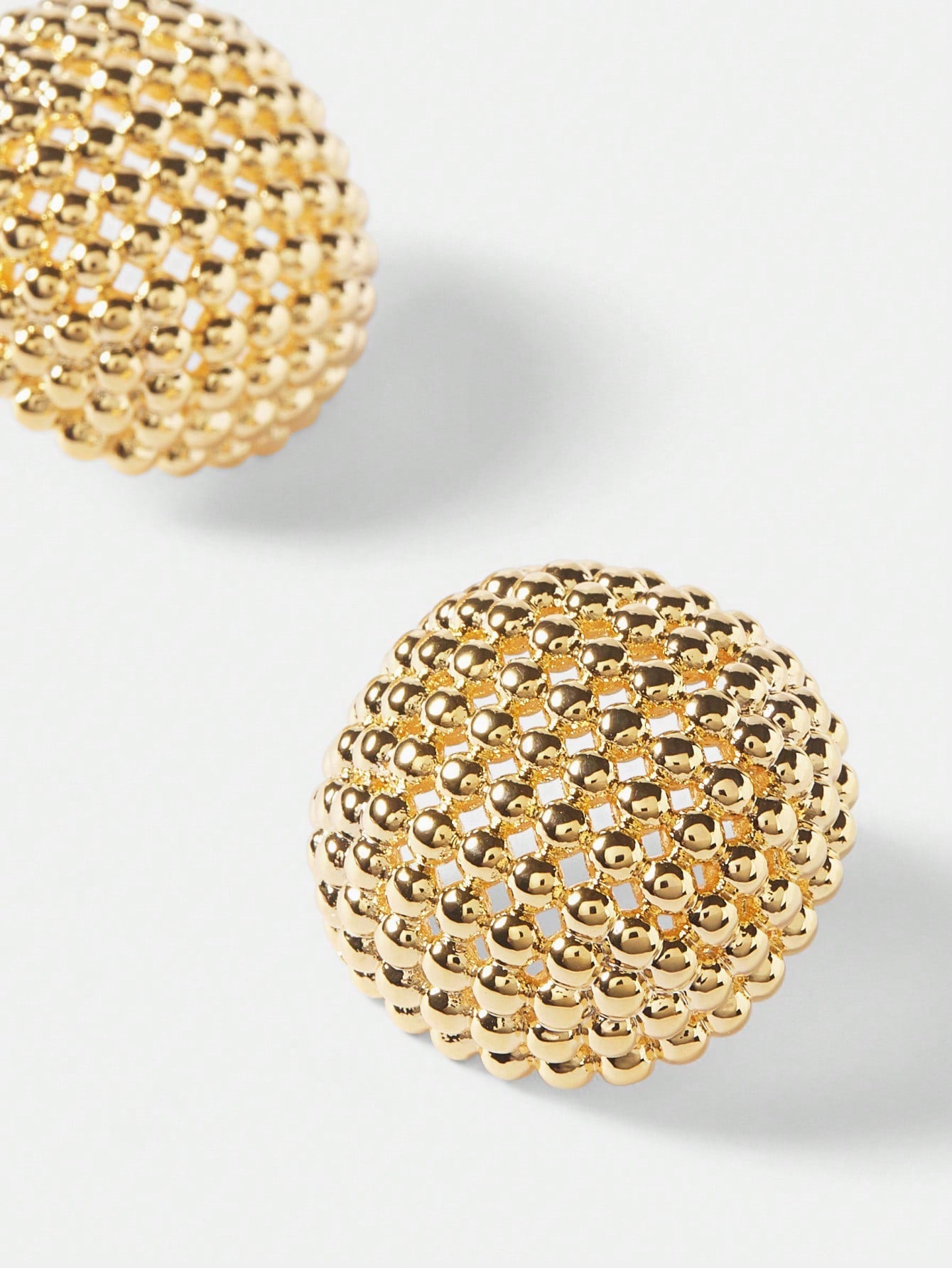 CM-AXS767245 Women Trendy Seoul Style 18K Gold Plated Hollow Half Sphere Stud Earrings