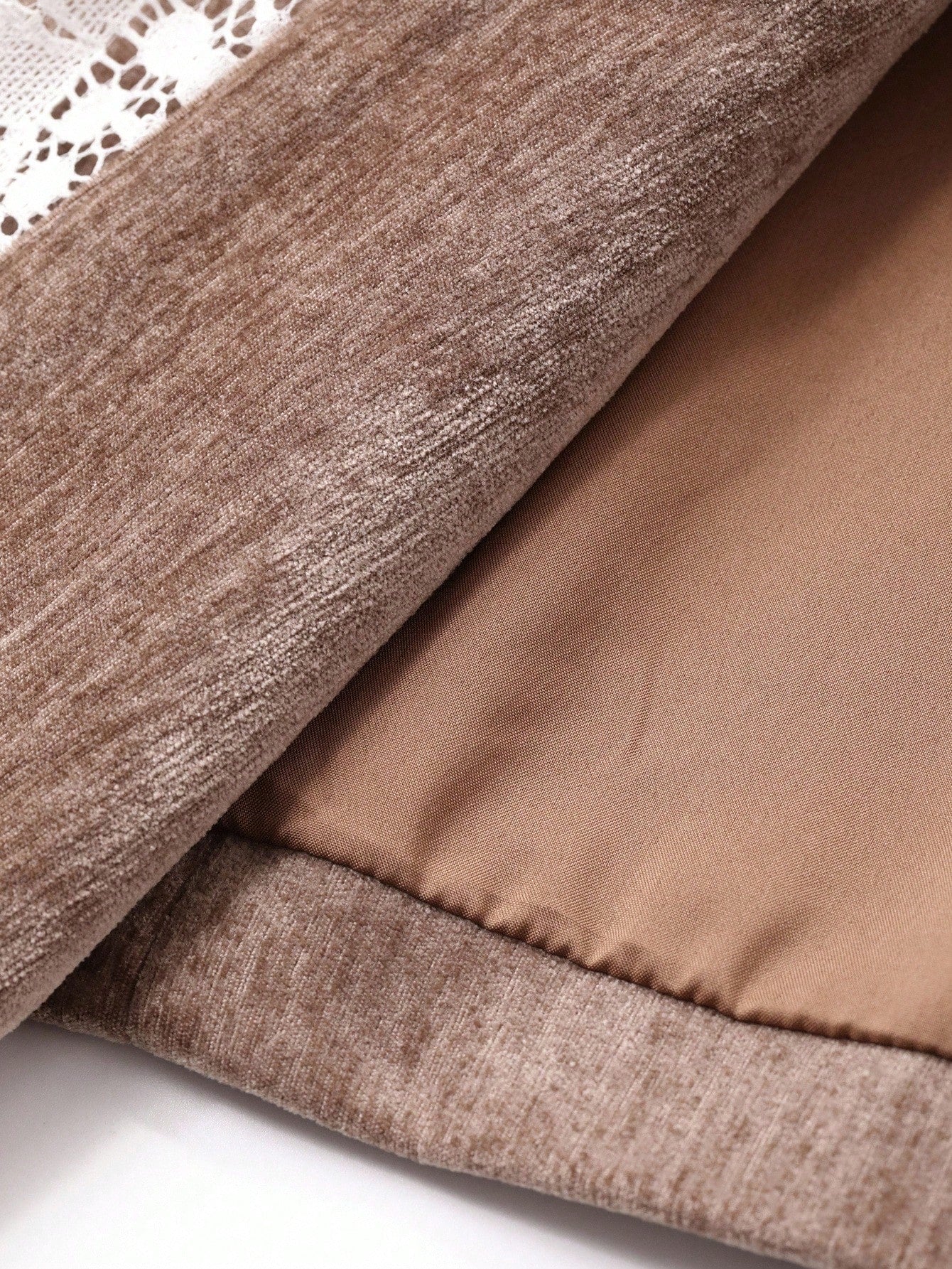 CM-CS949525 Women Elegant Seoul Style Contrast Color Lace Patchwork Lapel Long Sleeve Blazer - Brown