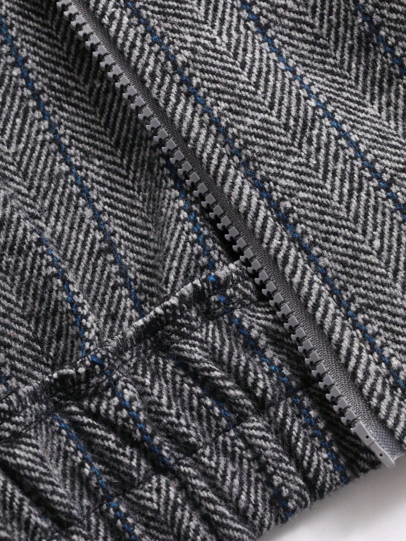 CM-CS938177 Women Elegant Seoul Style Collar Neckline Long Sleeve Plaid Patchwork Wool Blend Jacket - Gray