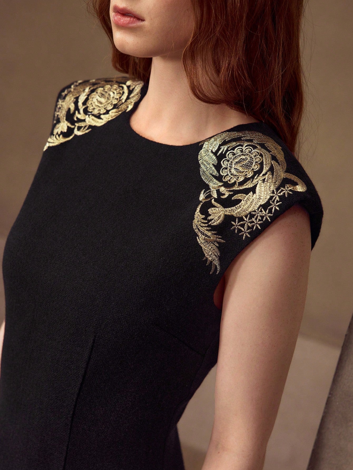 CM-DS545933 Women Elegant Seoul Style Round Neck Sleeveless Embroidered A-Line Mini Dress