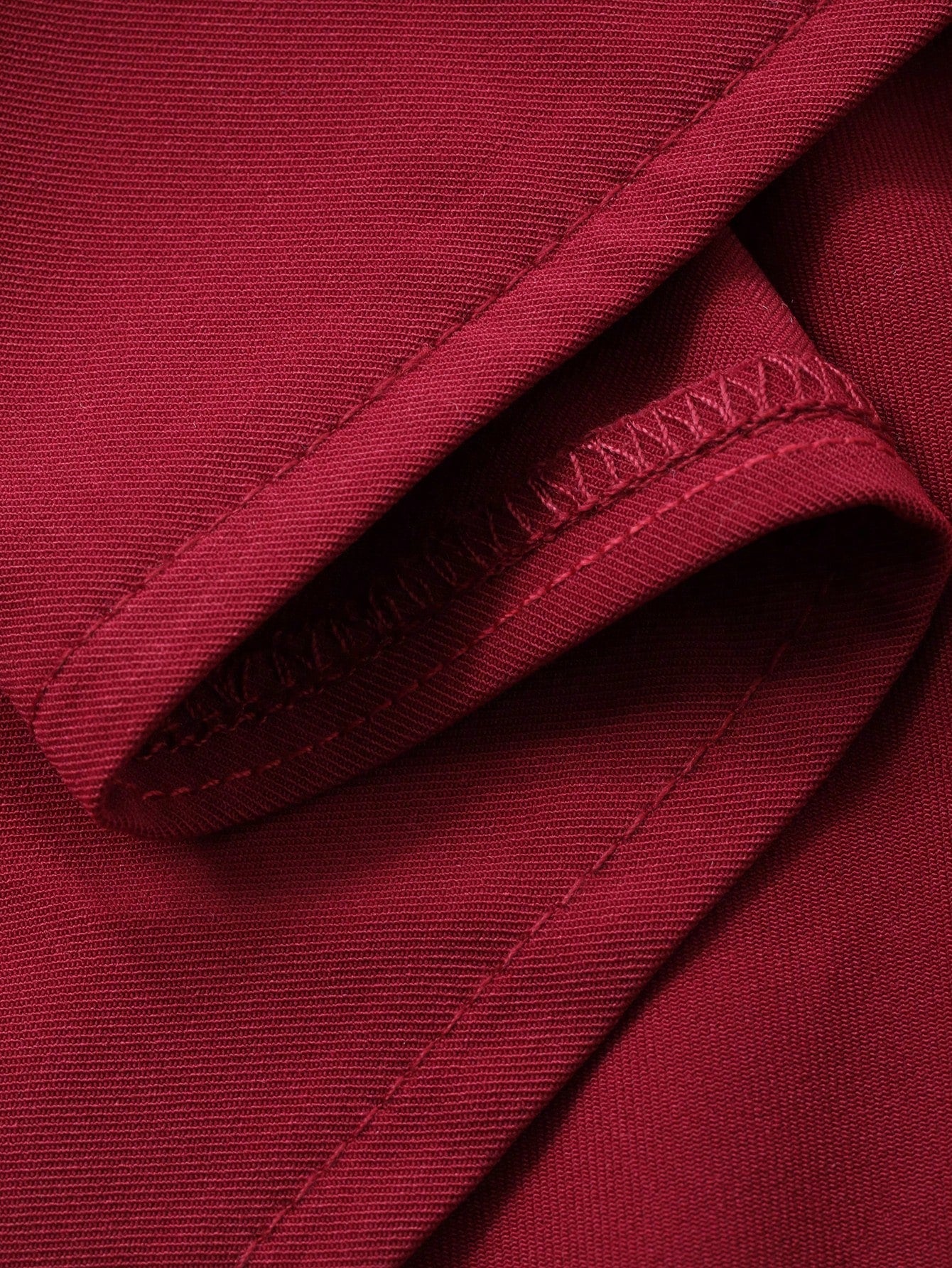 CM-DS482808 Women Elegant Seoul Style Solid Color Collar Neckline Asymmetric Belted Midi Dress - Burgundy