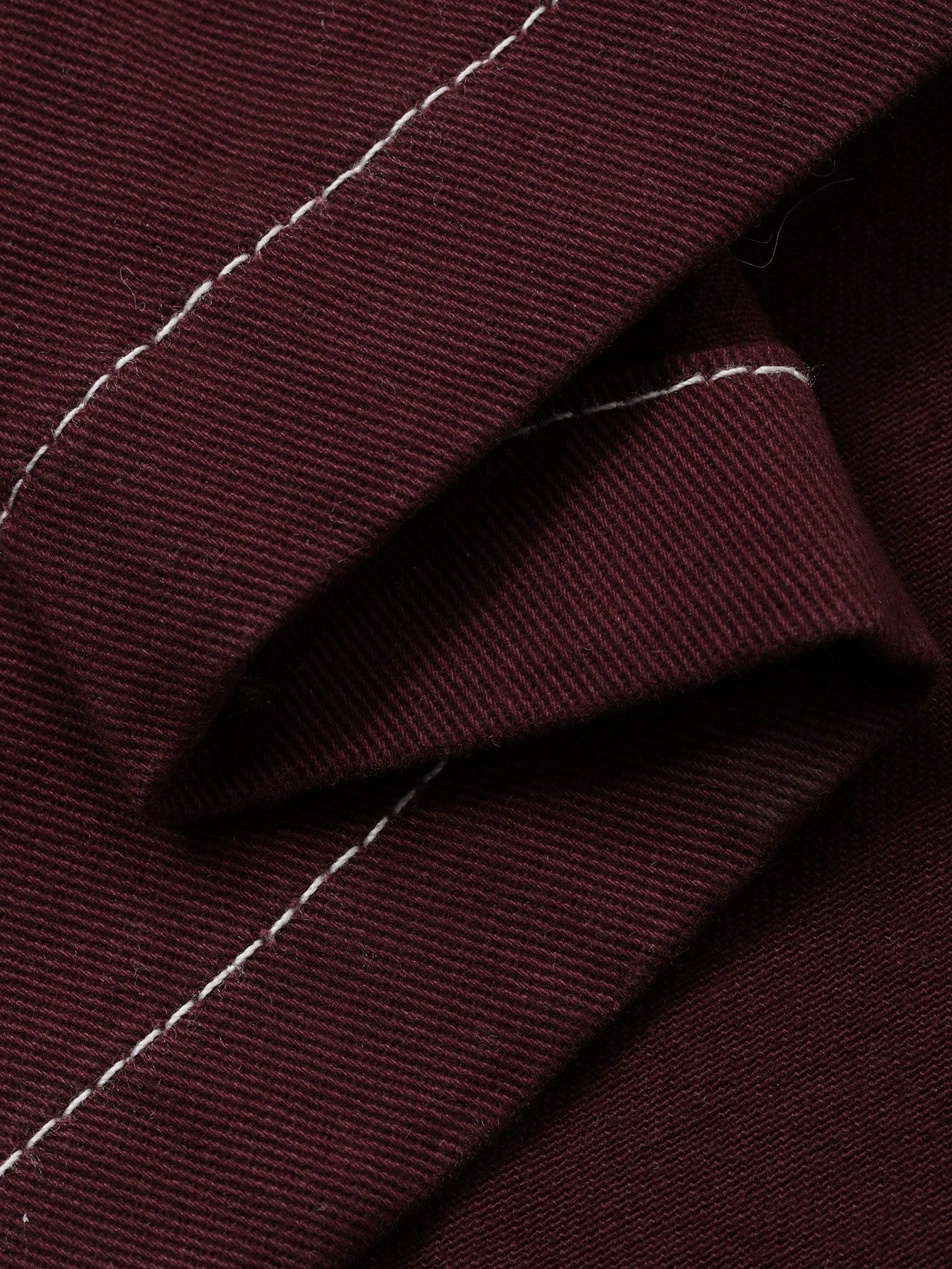 CM-DS844257 Women Casual Seoul Style Collared Neckline Long Sleeve Waist Pocket Decor Denim Dress - Burgundy