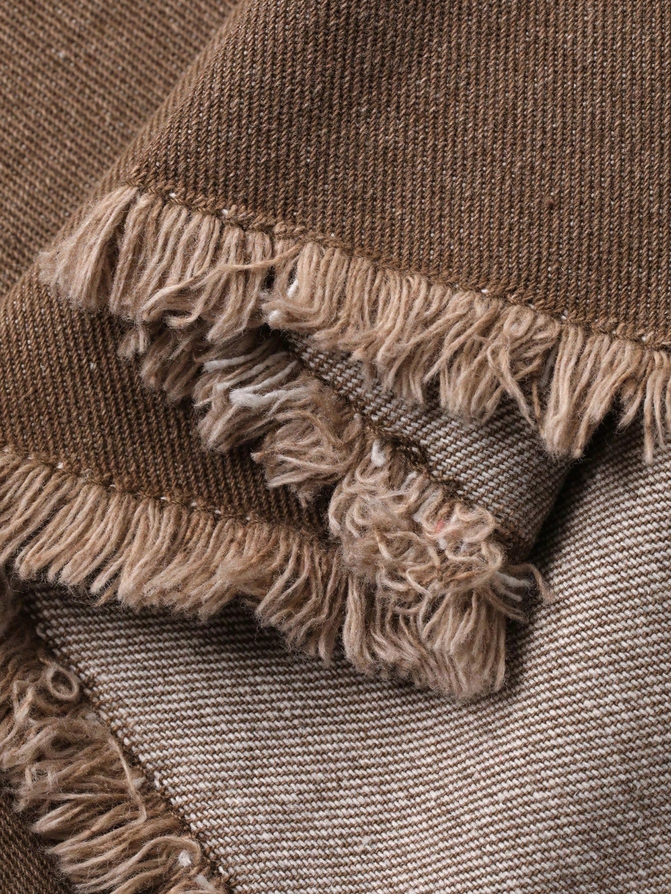 CM-BS334848 Women Casual Seoul Style Solid Color Frayed Hem Fish Tail Denim Maxi Skirt - Brown