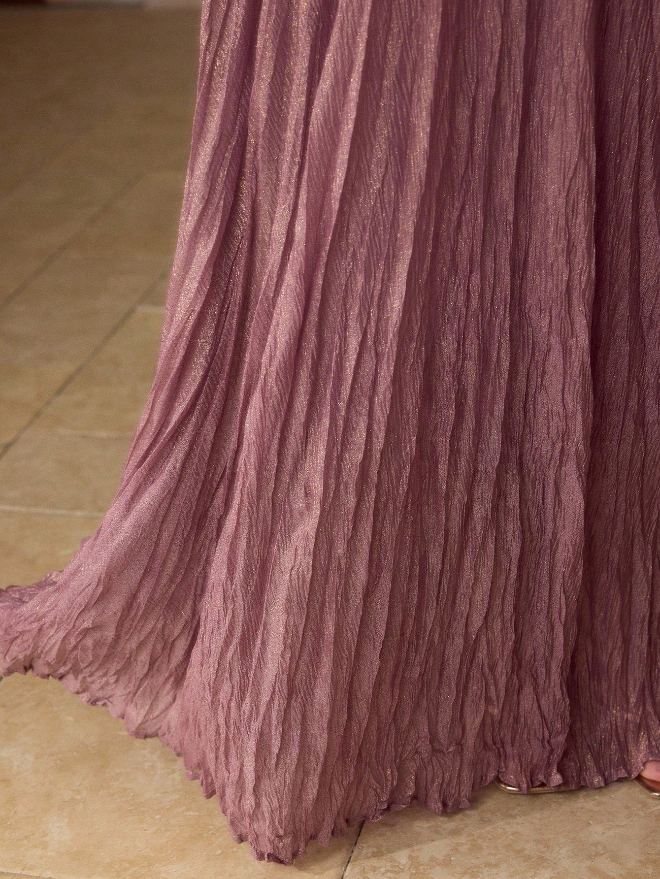 CM-BS416190 Women Elegant Seoul Style Mid Waist Pleated Flared Flowy Skirt - Purple