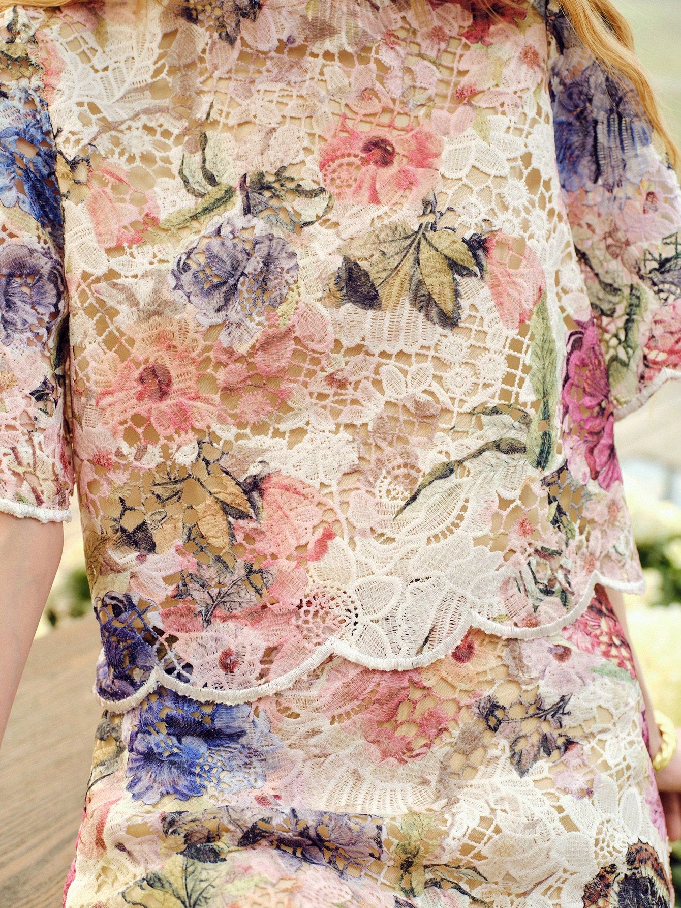 CM-SS813830 Women Trendy Bohemian Style Embroidered Round Neck Short Sleeve Cropped Top With Mini Skirt - Set