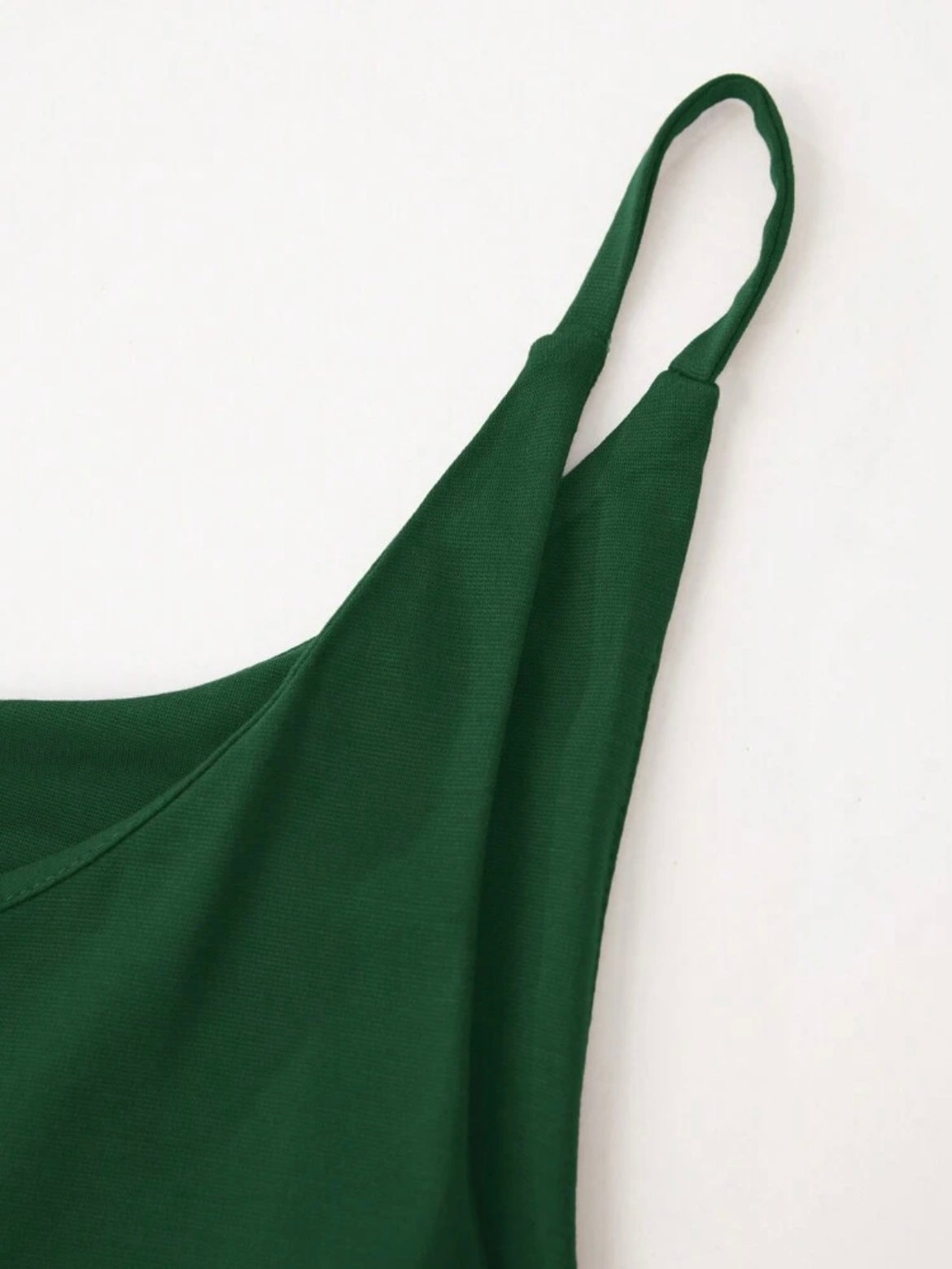 CM-DS289049 Women Elegant Seoul Style Solid Color Minimalist Spaghetti Strap Maxi A-Line Dress - Green
