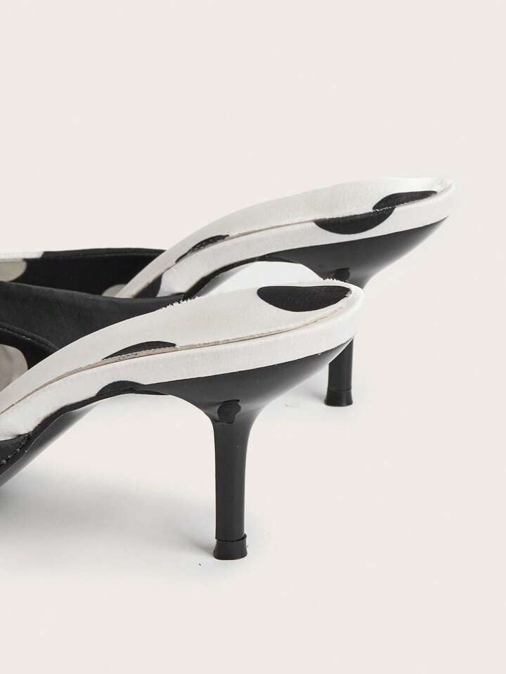 CM-SHS707400 Women Trendy Seoul Style Polka Dot Pointy Toe Backless Stiletto High Heels