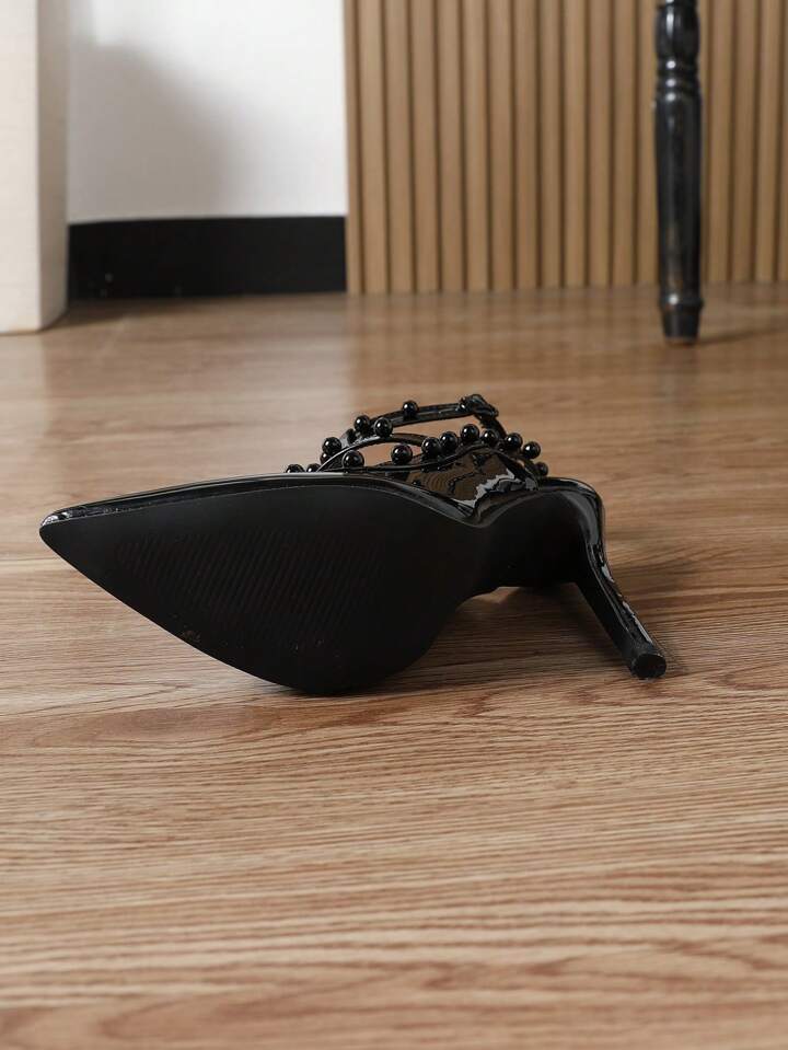 CM-SHS104955 Women Trendy Seoul Style Pointed Toe Cut-Out Strap Chunky Heel Pumps - Black