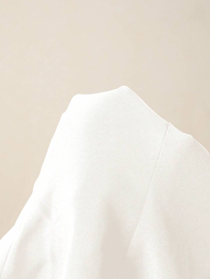 CM-TS192695 Women Elegant Seoul Style Solid Color Crew Neck Sleeveless Pleated Slim Fit T-Shirt - White