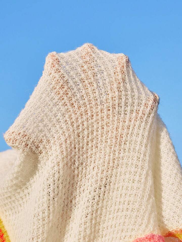 CM-CS016440 Women Casual Seoul Style Color Block Long Sleeve Crew Neck Pullover Sweater