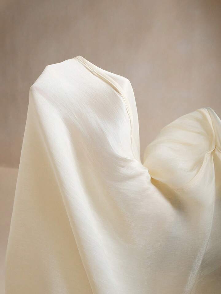 CM-TS379258 Women Elegant Seoul Style Tie Neck Pearl Knot Loose Long Sleeve Blouse - Apricot