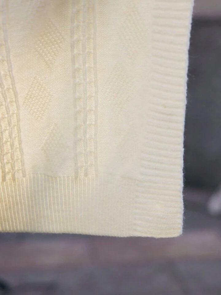 CM-CS539199 Women Casual Seoul Style V-Neck Drop Shoulder Long Sleeve Cardigan Sweater - Apricot