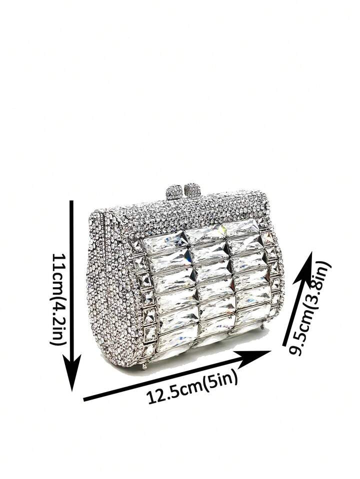 CM-BGS417135 Women Elegant Seoul Style Mini Square Gold Rhinestone Hollow Out Crystal Clutch Bag - Gold