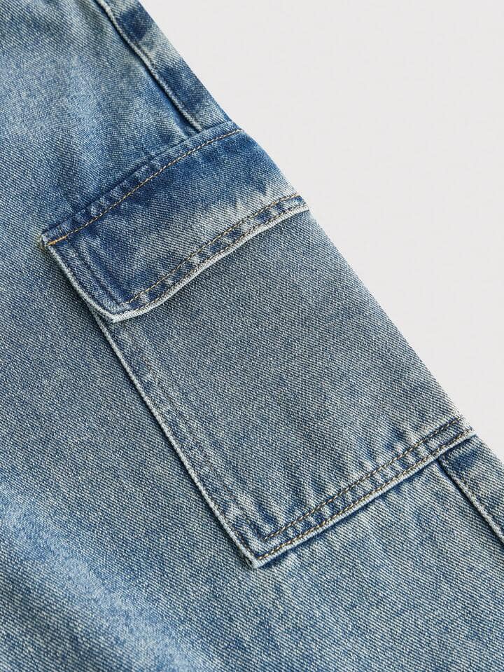 CM-BS767619 Women Casual Seoul Style Bowknot Belt Design Loose Fit Wide Leg Jeans - Blue