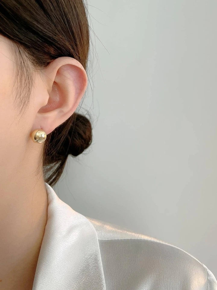 CM-AE745646 925 Sterling Silver Glossy Hoop Earrings - Yellow Gold