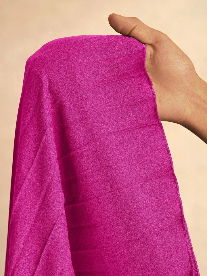 CM-BS828840 Women Elegant Seoul Style Elastic Waist Pleated Extra-Long Wide-Leg Pants - Hot Pink