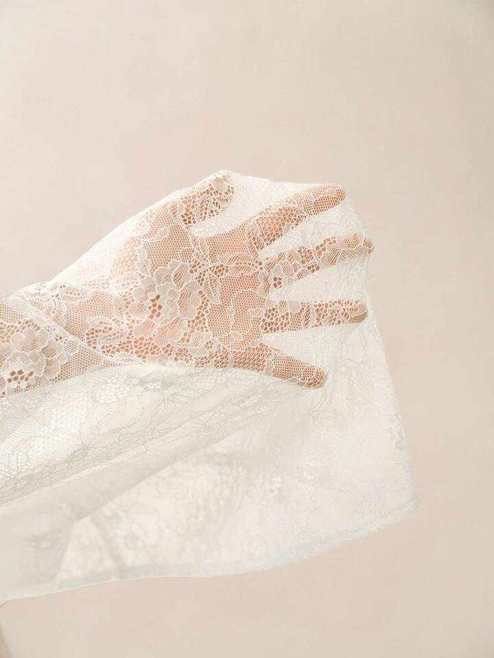 CM-TS382118 Women Elegant Seoul Style Drop Shoulder Lace Collar Placket Frill Decoration Long-Sleeved Shirt - Beige