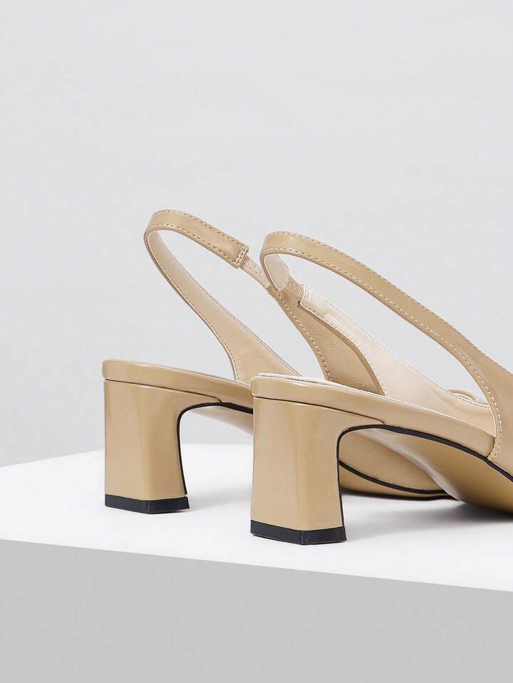 CM-SHS915045 Women Trendy Seoul Style Color Blocking Pointed Toe Pumps - Apricot