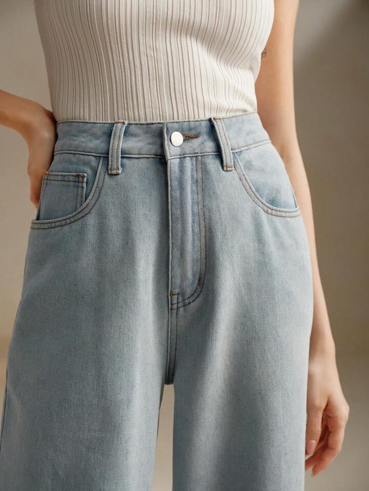 CM-BS651105 Women Casual Seoul Style Ombre High Waist Flare Leg Jeans - Blue