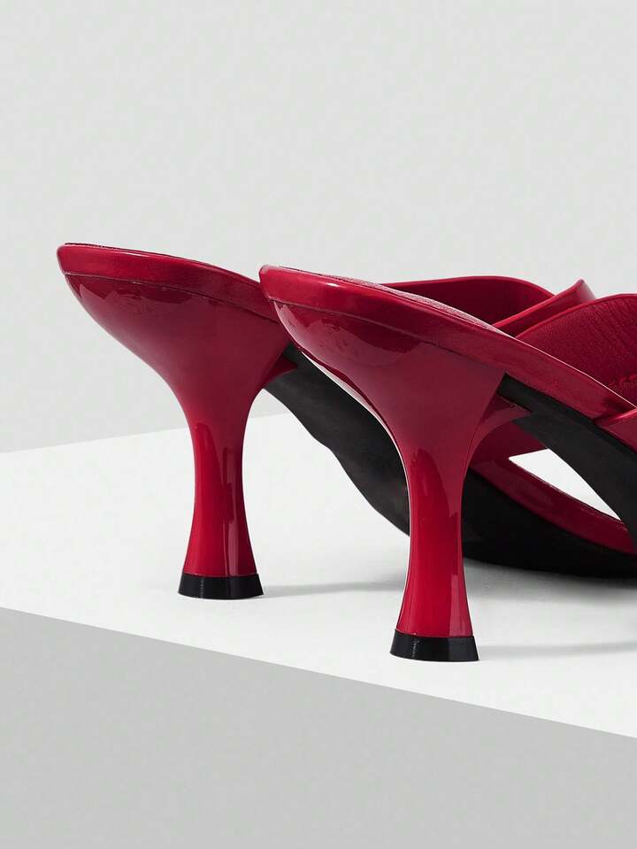 CM-SHS050088 Women Trendy Seoul Style Minimalist Square Head High Heel Sandals - Red