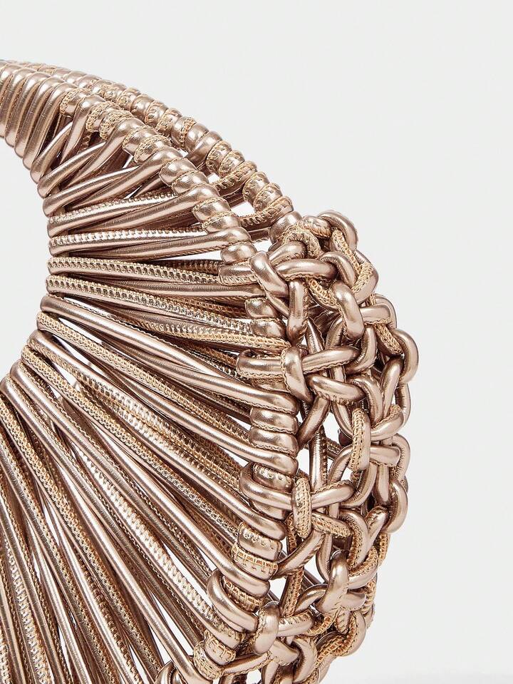 CM-BGS910410 Women Trendy Seoul Style Eyelet Textured Pattern Multifunctional Clutch Bag - Coffee Brown