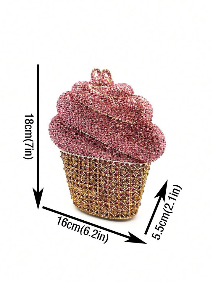 CM-BGS856614 Women Elegant Seoul Style Ice Cream Shaped Blingbling Rhinestone Novelty Clutch Purse