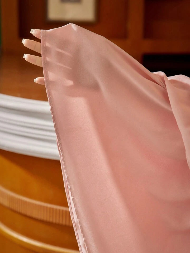 CM-DS497717 Women Casual Seoul Style Round Neck Sleeveless Chiffon Ruffle Hem Straight Dress - Pink