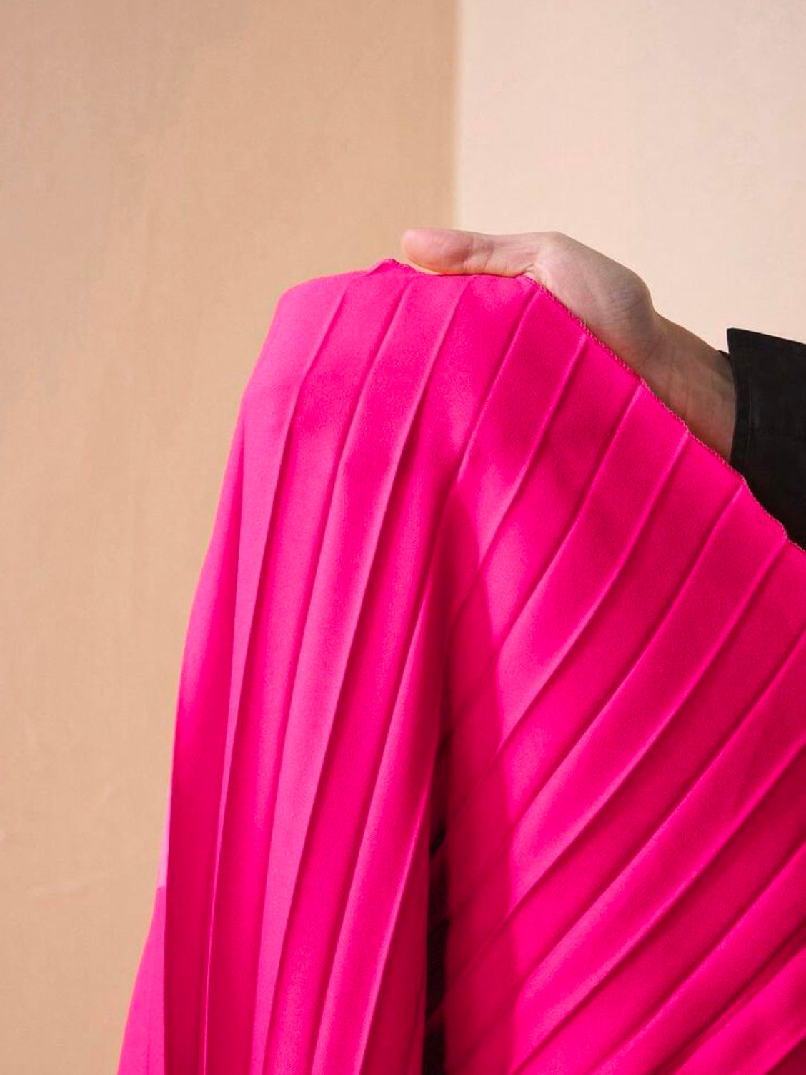 CM-BS843736 Women Trendy Bohemian Style Elastic Waist Pleated Large Hem Extra Long Wide Leg Pants - Hot Pink