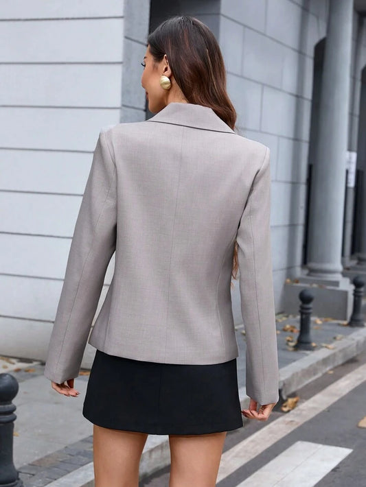 CM-TS264135 Women Elegant Seoul Style Bowknot Design Long Sleeve Shirt - Light Gray