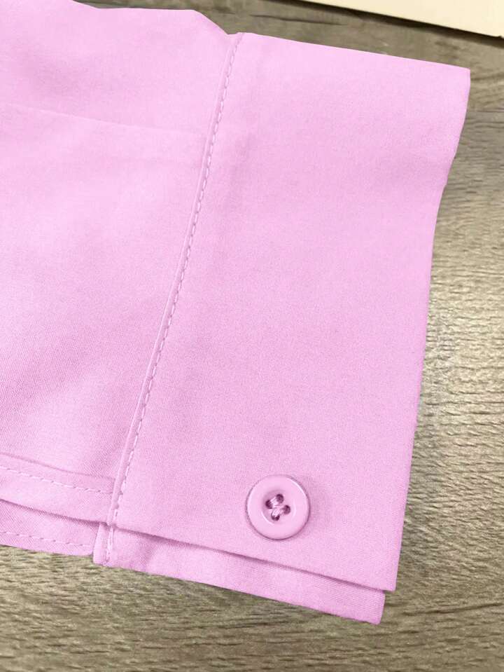 CM-TS728887 Women Casual Seoul Style Shirt Collar Batwing Long Sleeve Loose Shirt - Pink
